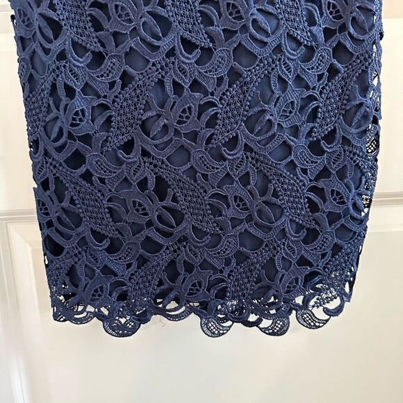 Alice + Olivia Navy Clover Guipure Lace Dress - Picture 7 of 12